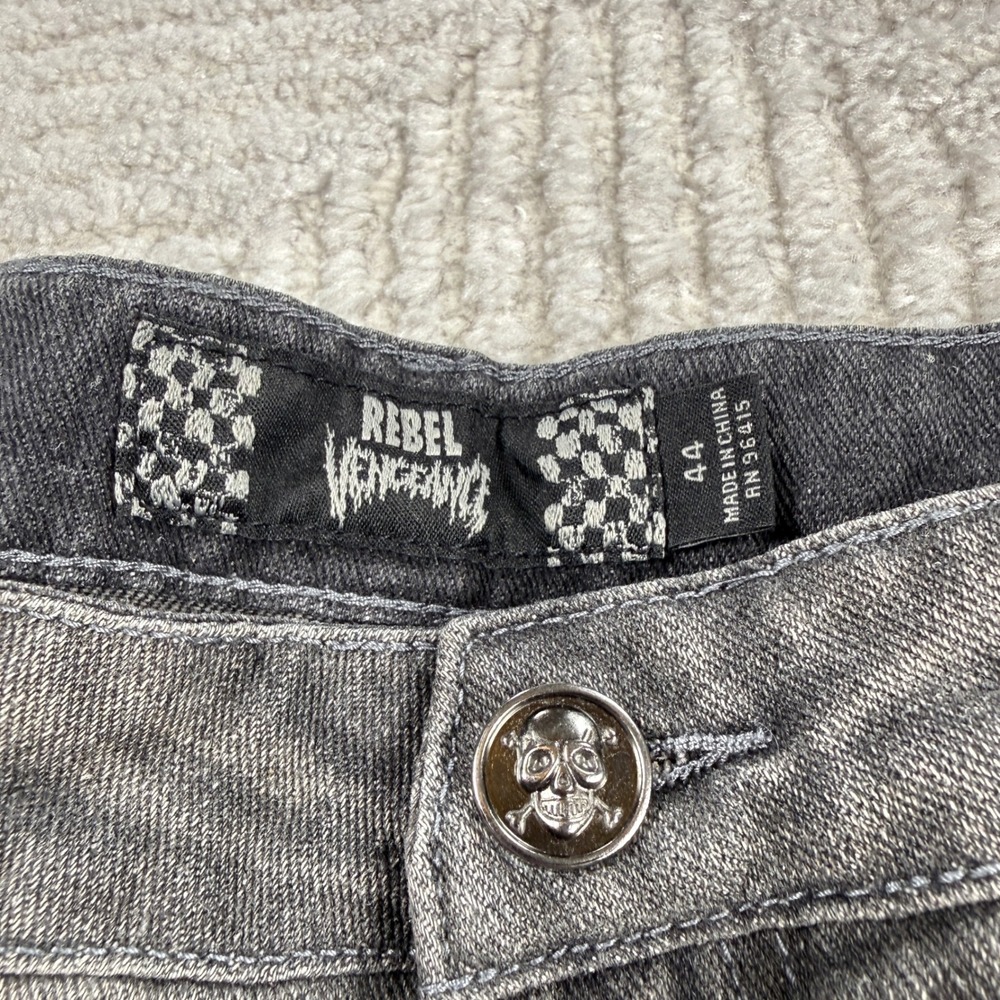 Rebel Vengeance Stacked Jeans Men
44x34 Grey Distressed Wide Leg Baggy Y2K - Picture 12 of 16